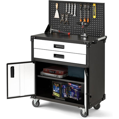 YODOLLA Rolling Tool Chest with Wheels 2 Drawers, White Door