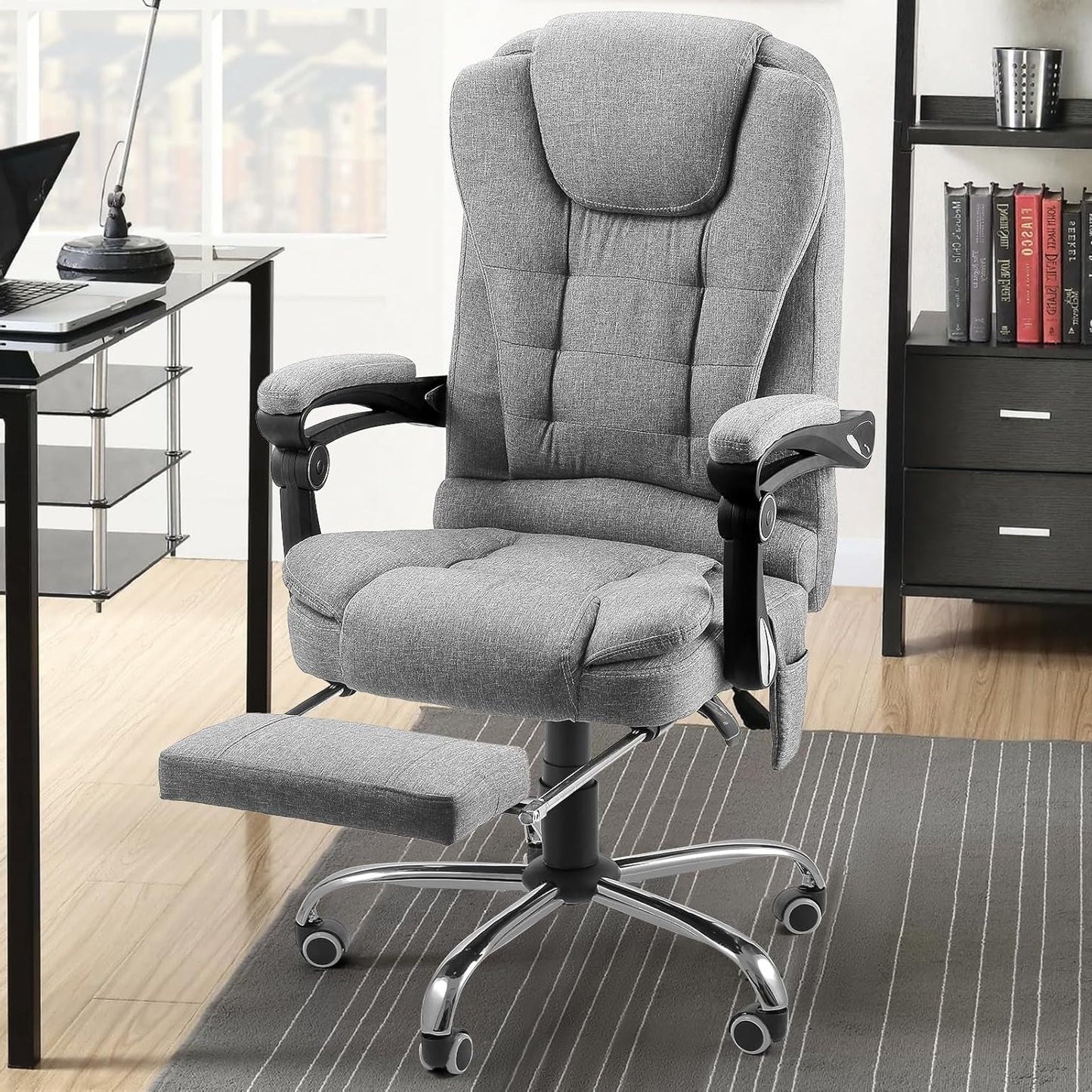 YODOLLA Ergonomic Office Chair with Heat&Massage, Fabric Gray