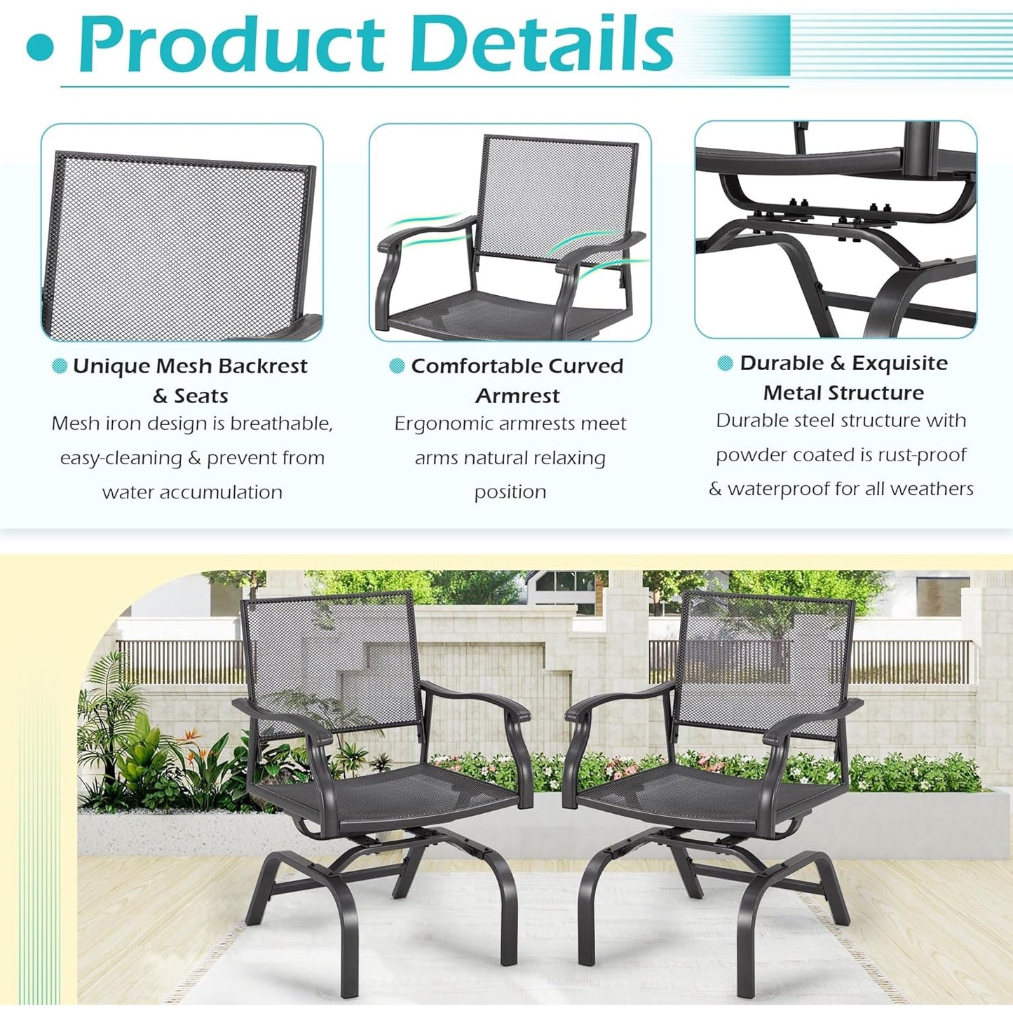 YODOLLA Outdoor Metal Rocker Chair Set of 2