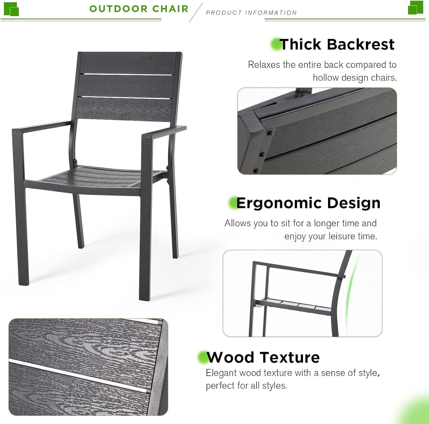 YODOLLA 4 Pieces Aluminum Frame Outdoor Dining Chairs