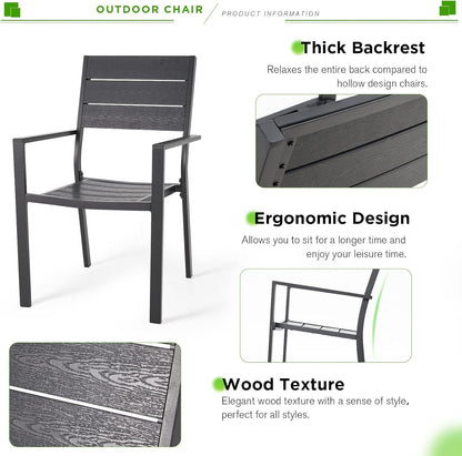 YODOLLA 4 Pieces Aluminum Frame Outdoor Dining Chairs