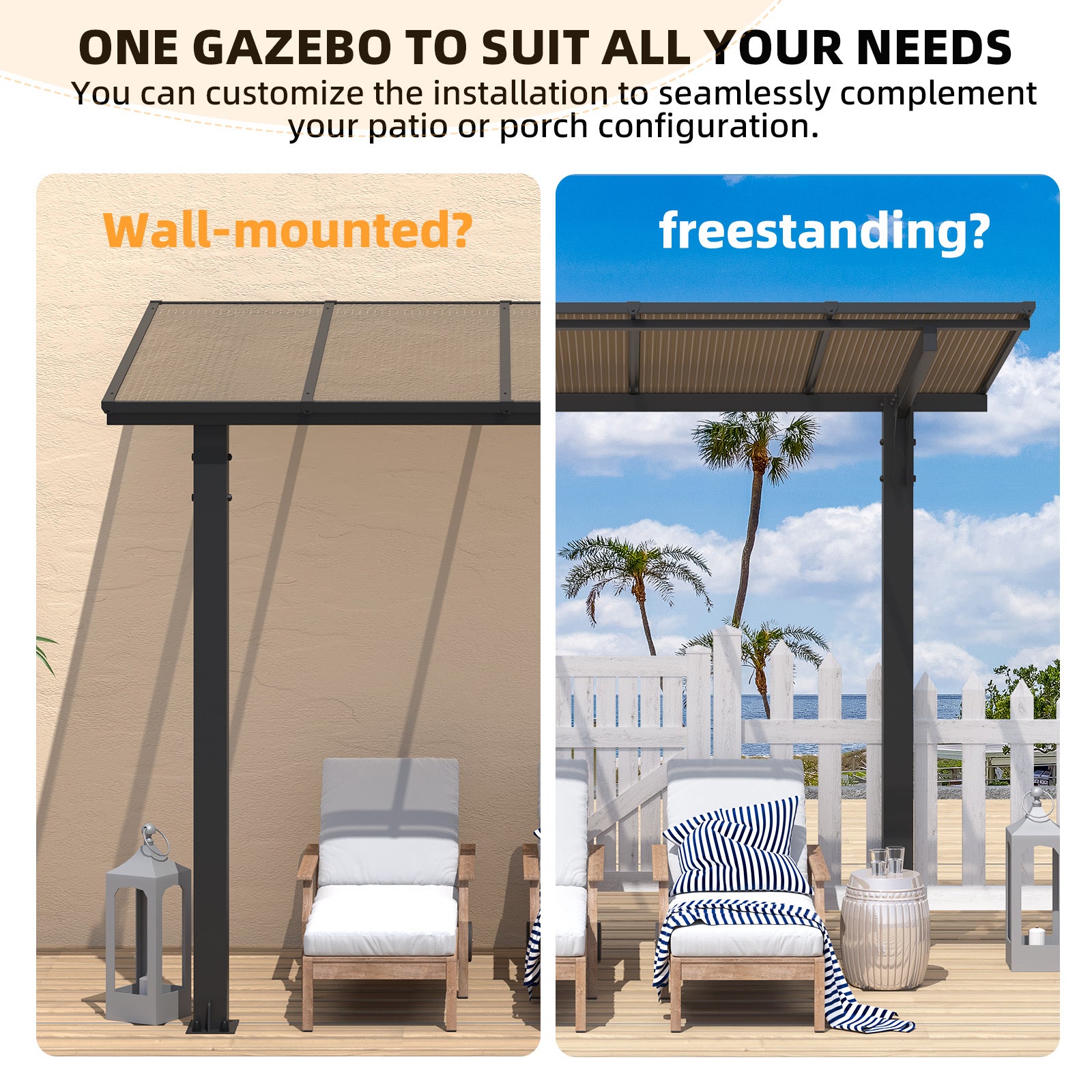 YODOLLA freestanding lean to gazebo.