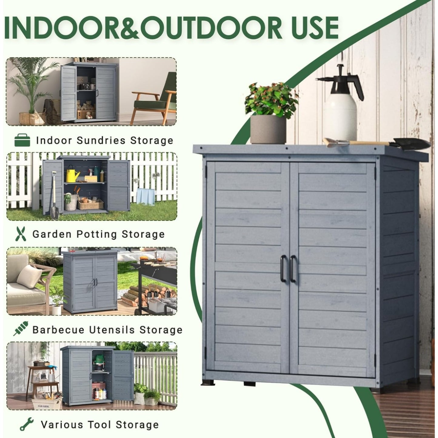 YODOLLA Outdoor Work Bench Storage Cabinet, Gray