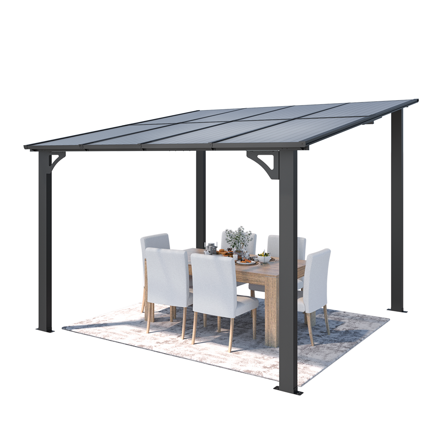 YODOLLA 8' x 8' Lean to Gazebo Pergola for Patio, Dark Grey