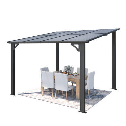 YODOLLA 8' x 8' Lean to Gazebo Pergola for Patio, Dark Grey