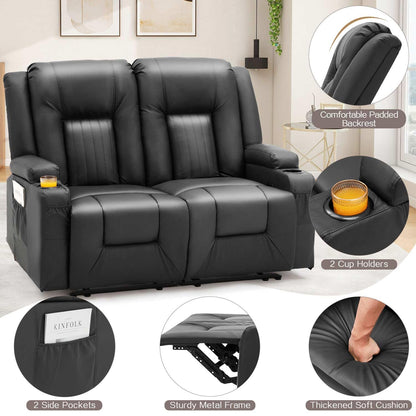 YODOLLA Double Recliner, Home Theater Seating, Black