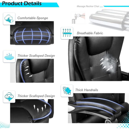 YODOLLA Adjustable Office Chair with Foot Rest, Heat and 7 Points Vibration Massage