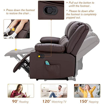 YODOLLA Reclining Sofa 3-Seater Couch, Brown