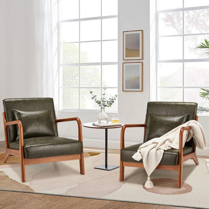 YODOLLA Accent Chair Reading Armchair, PU Leather Green