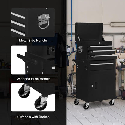 YODOLLA 4-Drawers Heavy Duty Tool Cart with Wheels, Black