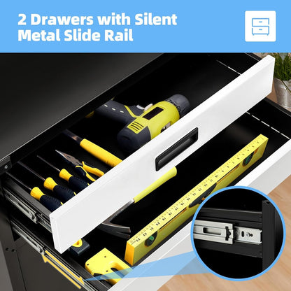 YODOLLA Rolling Tool Chest with Wheels 2 Drawers, White Door