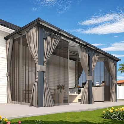 YODOLLA 14' x 8' Gazebo Outdoor Pergola with Curtains and Netting