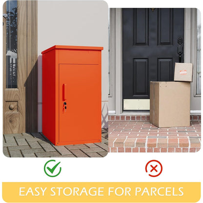 YODOLLA Lockable Anti-Theft Parcel Drop Box With Mailbox For Porch Fence Curbside, Orange