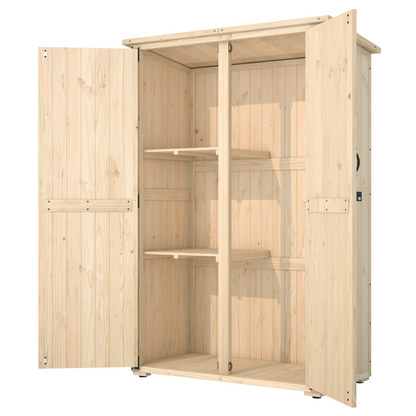 YODOLLA Outdoor Storage Shed with Waterproof Roof, Natural Wood