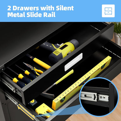 YODOLLA Rolling Tool Chest with Wheels 2 Drawers, White Handle