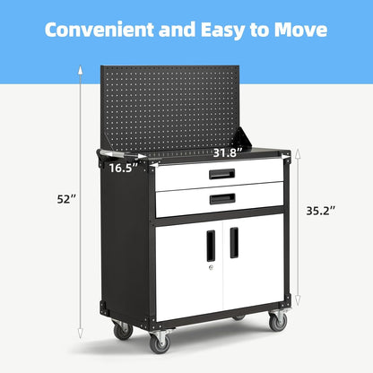 YODOLLA Rolling Tool Chest with Wheels 2 Drawers, White Door