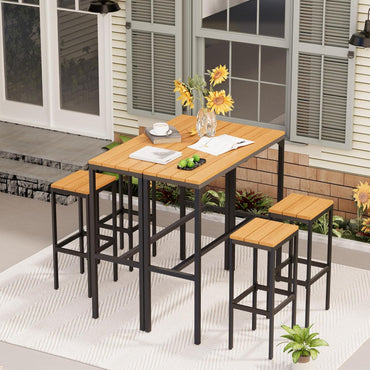YODOLLA 3 or 6 Piece Outdoor Bar Set, 47" High Top Table & 2 Chairs