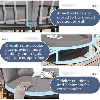 YODOLLA Patio Furniture Outdoor Daybed with Removable Cushions, Grey