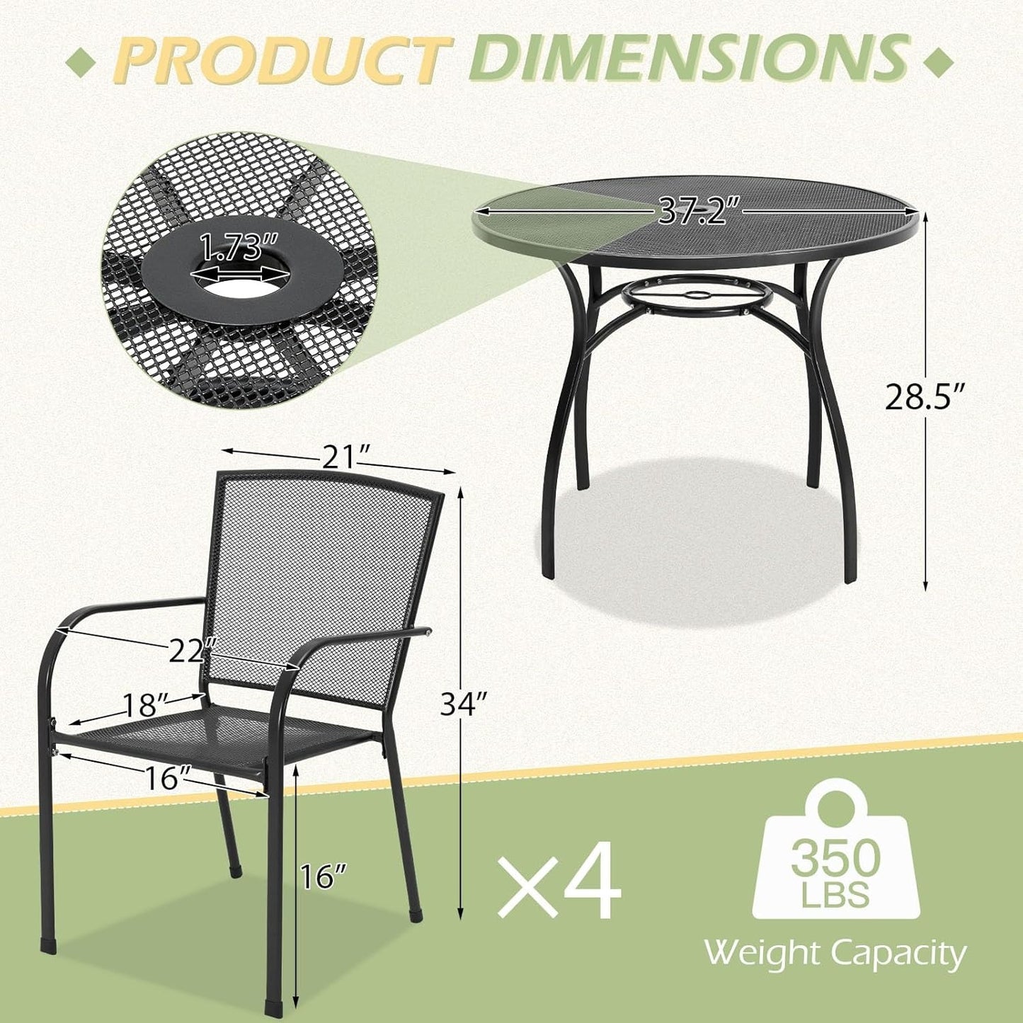 YODOLLA 5-piece patio set for dining