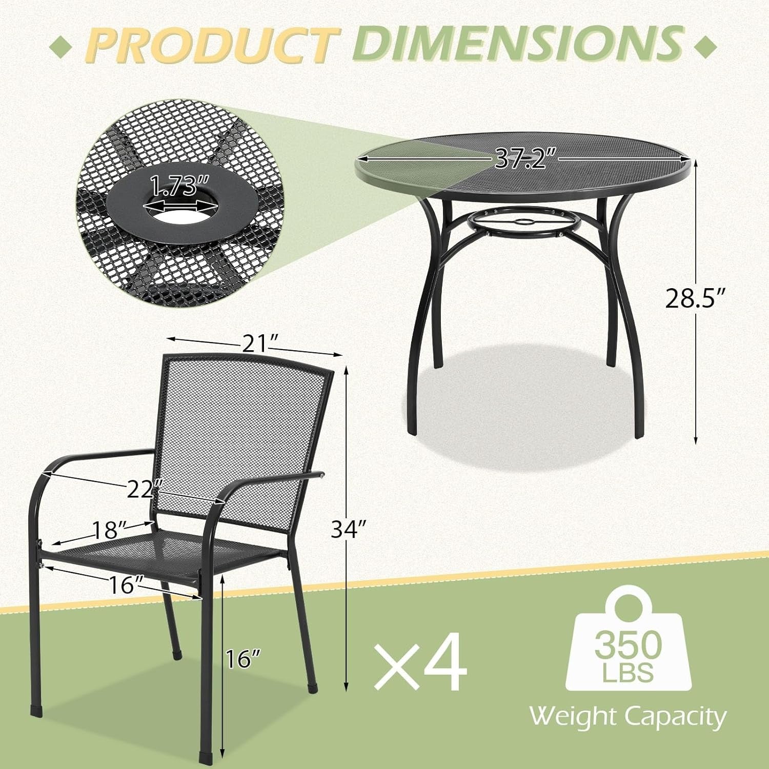 YODOLLA 5-piece patio set for dining