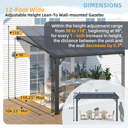 YODOLLA Adjustable Height Outdoor Gazebo Pergola for Patio