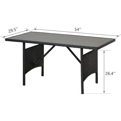 YODOLLA 54” Metal Frame Wicker Outdoor Dining Table, Black