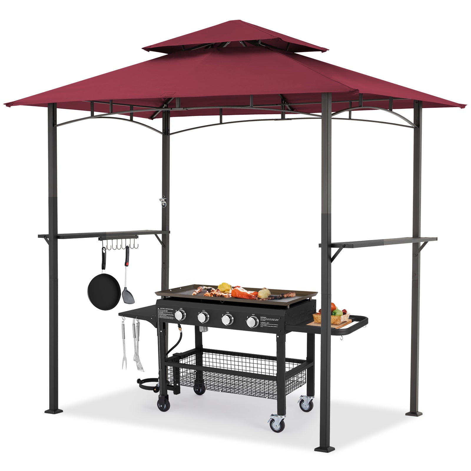 YODOLLA soft top gazebo, wine red.