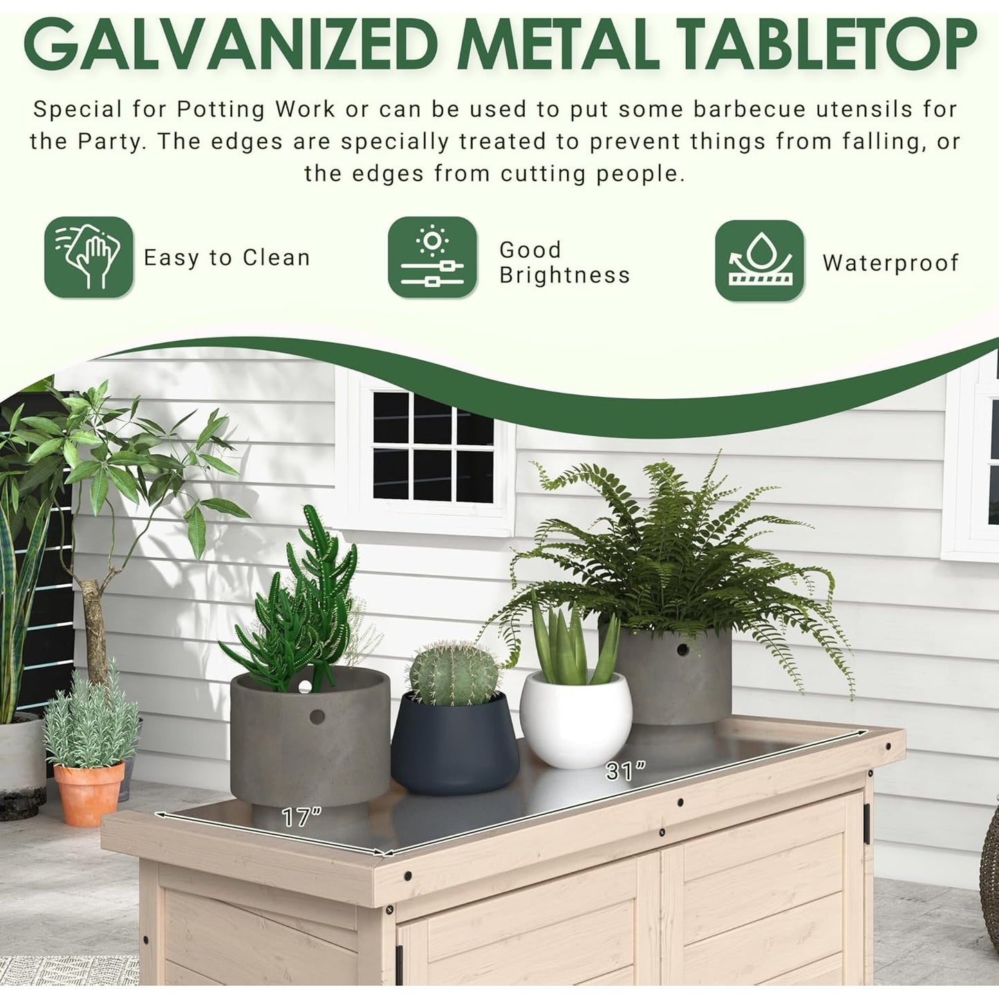 YODOLLA Outdoor Work Bench Storage Cabinet, Beige