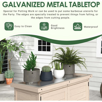 YODOLLA Outdoor Work Bench Storage Cabinet, Beige