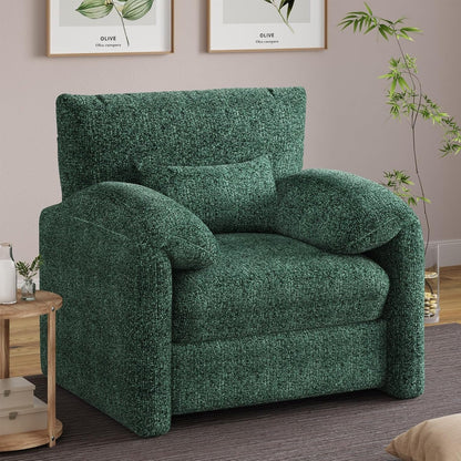 YODOLLA Oversized Armchair, Chenille Mid Century Accent Chair, Comfy Upholstered Single Sofa, Extra Wide Reading Chairs