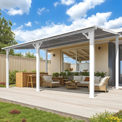 YODOLLA 16'x10' Wall Mounted Gazebos Pergola, White