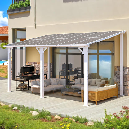 YODOLLA 14'x8' Wall Mounted Gazebos Pergola, White