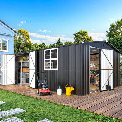 YODOLLA 16' x 12' Outdoor Storage Shed, Large Metal Sheds & Outdoor Storage