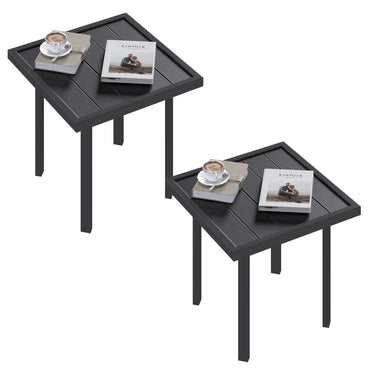 YODOLLA Square Outdoor Side Table Pool End Table, Metal  Easy Maintenance  (2pcs)