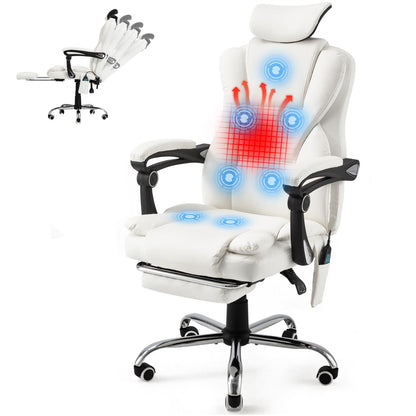 YODOLLA Office Chair with 7 Points Vibration Massage&Heat, Adjustable Ergonomic Recliner, Cream White