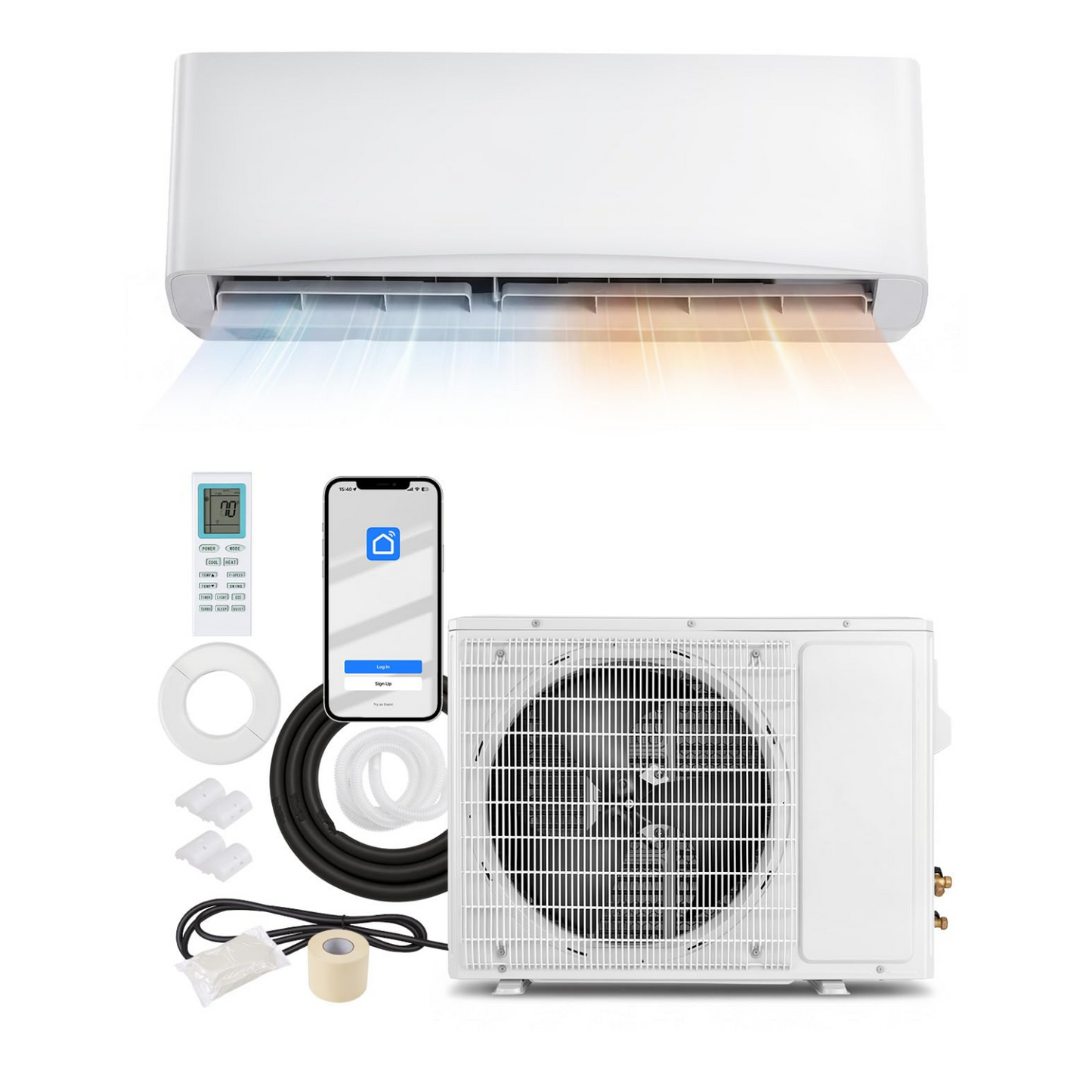 YODOLLA 9000 BTU Mini Split AC/Heating System, Wall Air Conditioner