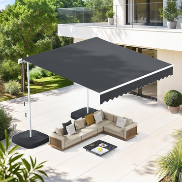 YODOLLA 10'x8' Awning Free Standing Retractable Awning with Weighted Base