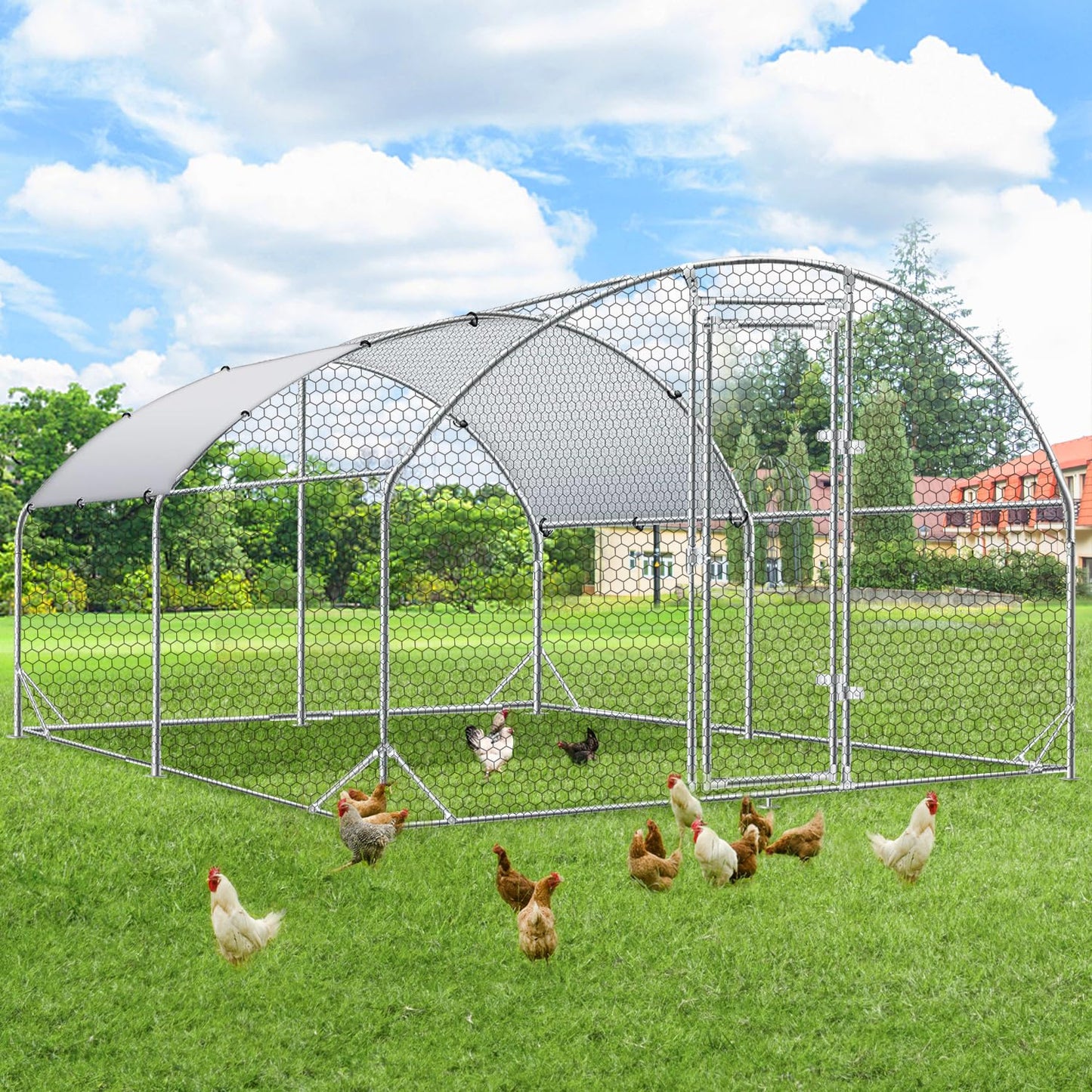 YODOLLA Walk-In Metal Chicken Coop