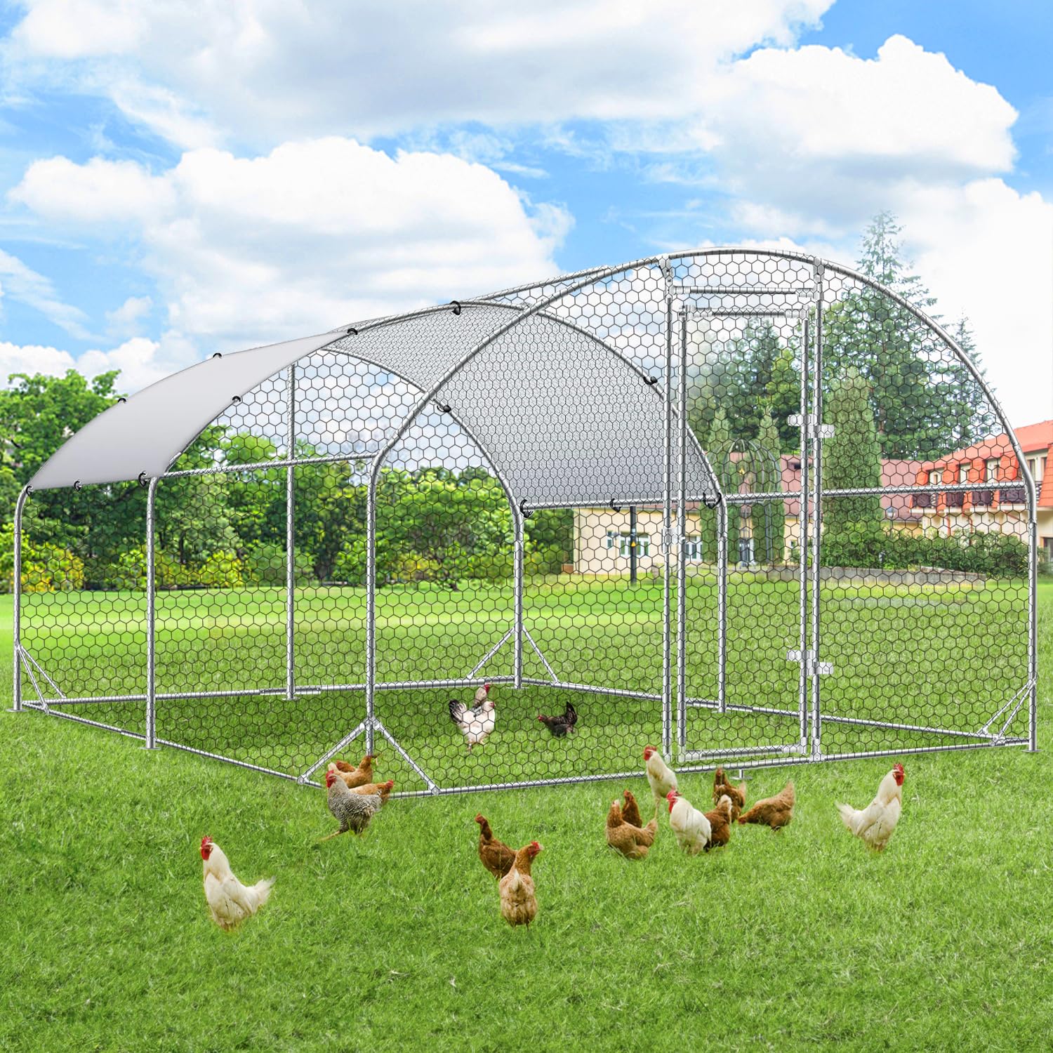 YODOLLA Walk-In Metal Chicken Coop