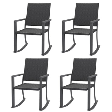 YODOLLA Outdoor Rattan Patio Chairs with Armrests and Metal Frame (4pcs)