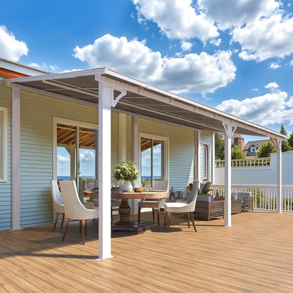 YODOLLA 20'x8' Wall Mounted Gazebos Pergola, White