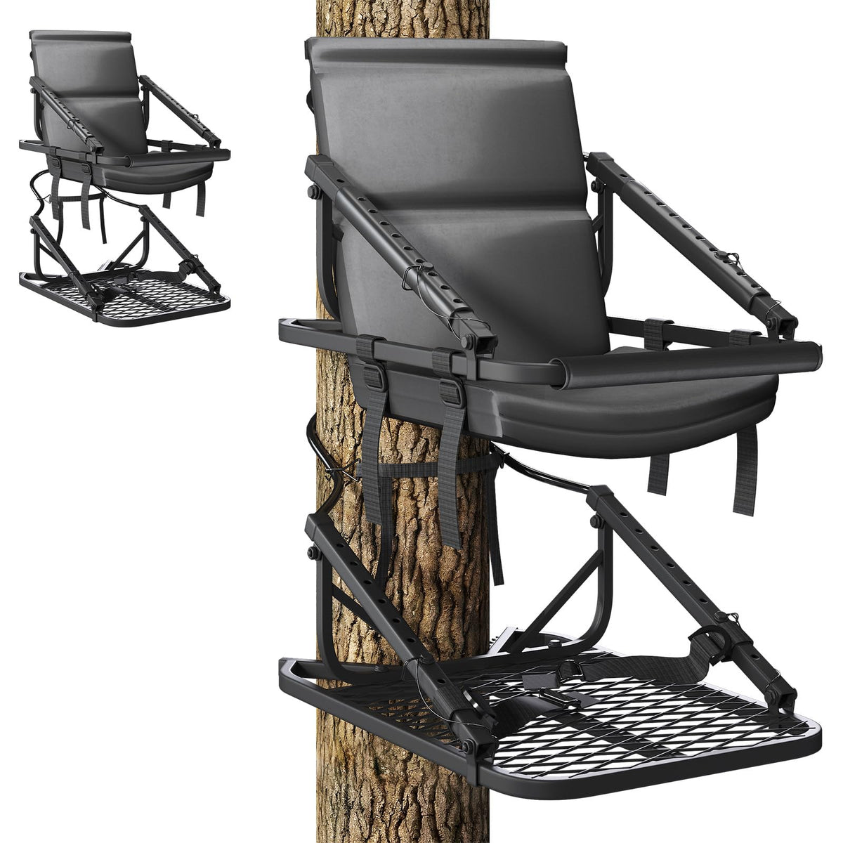 YODOLLA Ladder/Hang-on Tree Stand, Heavy-Duty Portable Steel Hunting Tree Stand