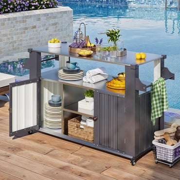 YODOLLA Outdoor Grill Table Cart Kitchen Island with Storage