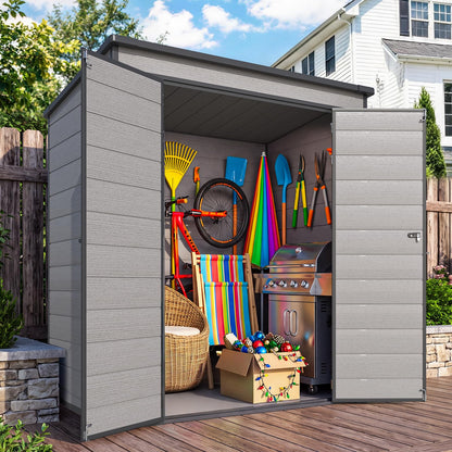 YODOLLA 4'x6' Resin Outdoor Storage Shed, Lean to Plastic Shed with Base