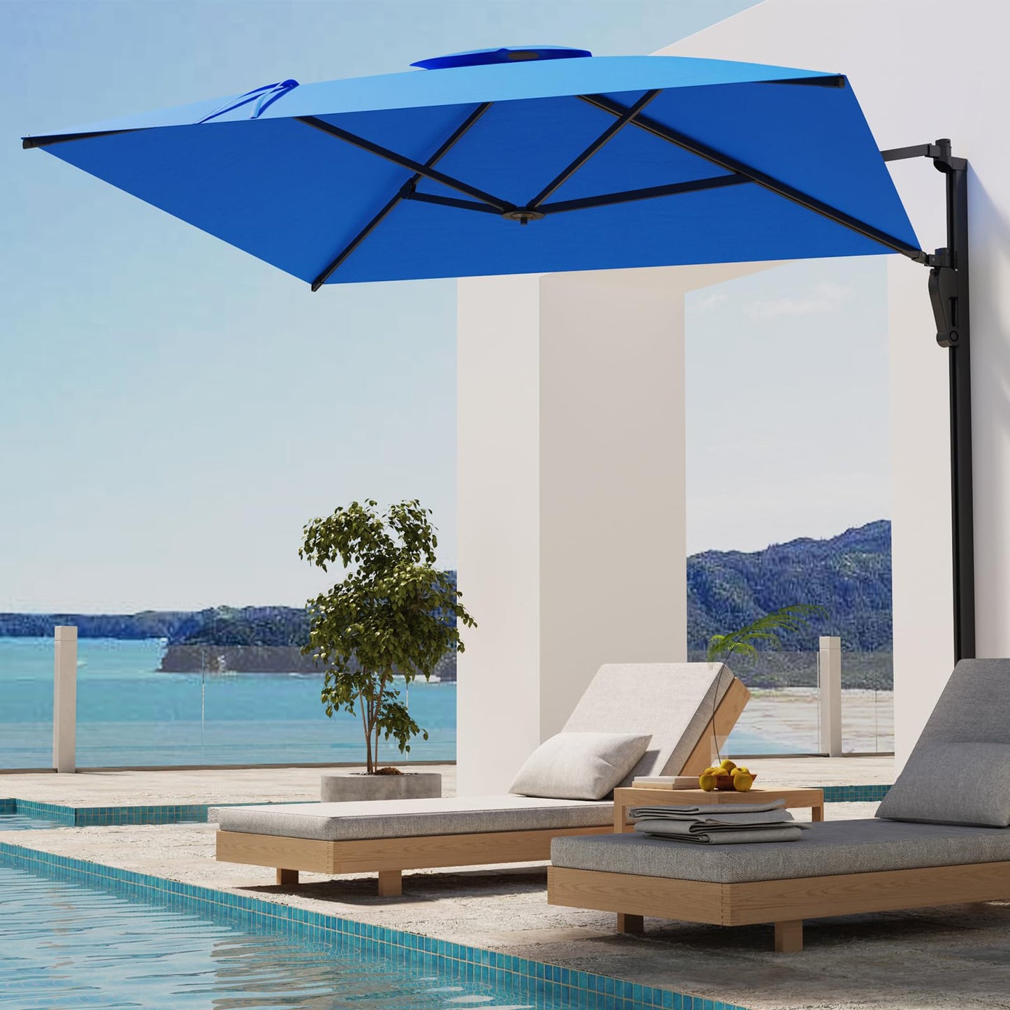 YODOLLA 10ft Wall Mounted Patio Umbrella, Rectangle Outdoor Patio Umbrella