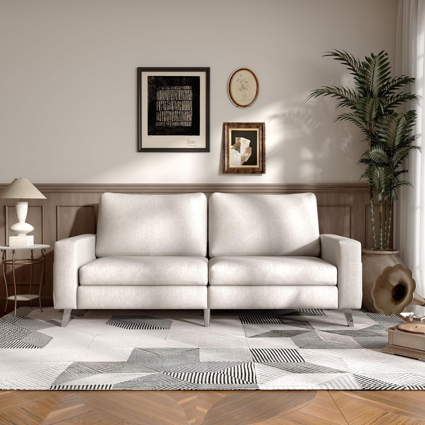 YODOLLA 79 Inch Sofa Couch for Living Room, Cream White