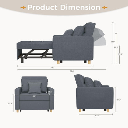 YODOLLA 3 in 1 Chair Bed Sleeper for Adults, Dark Gray