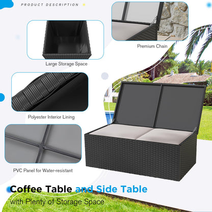 YODOLLA 7 PCS Outdoor Patio Furniture Sets with 2 Storage Boxes, Black & Grey