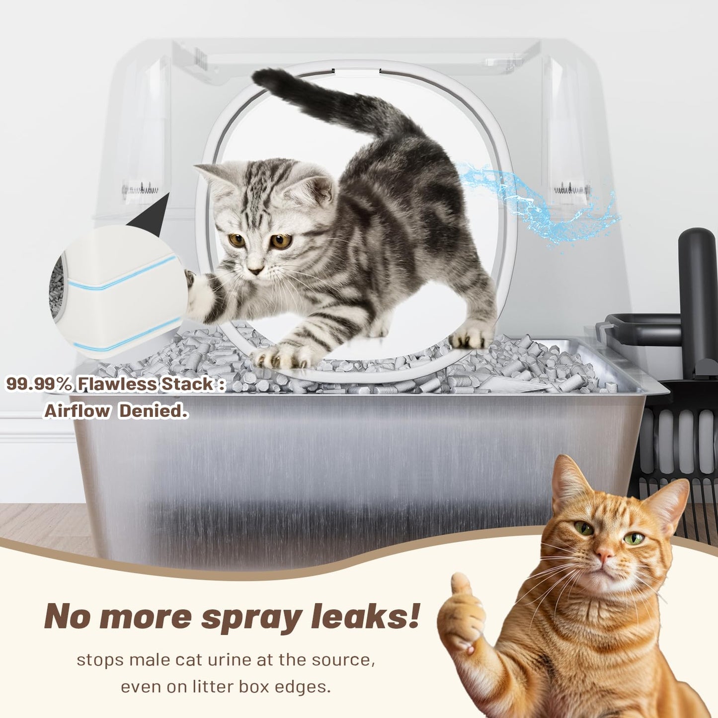 YODOLLA Extra Large Enclosed Stainless Steel Cat Litter Box Enclosure with Lid