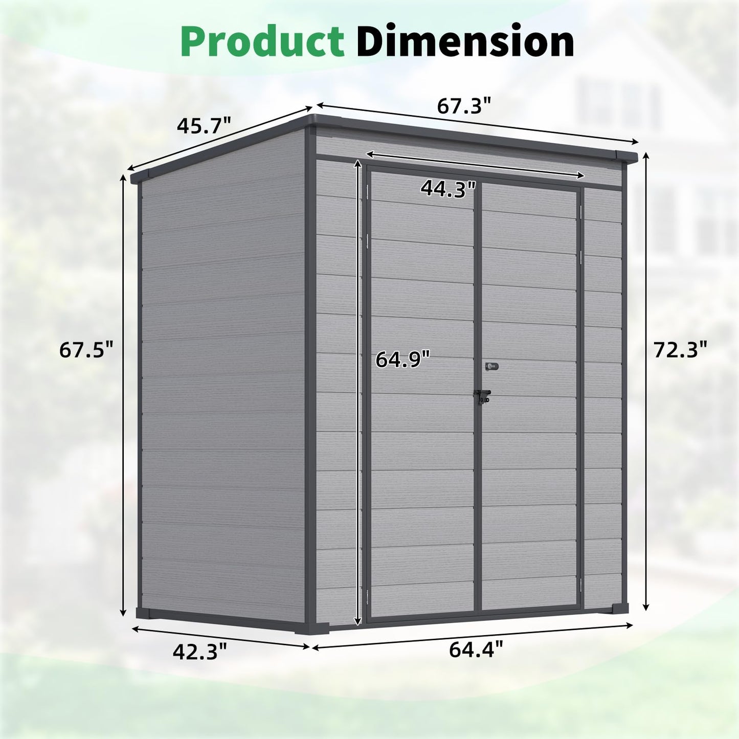 YODOLLA 4'x6' Resin Outdoor Storage Shed, Lean to Plastic Shed with Base